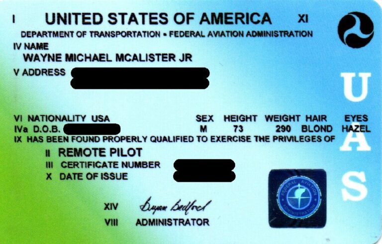FAA Part 107 Remote Pilot certificate held by Wayne McAlister